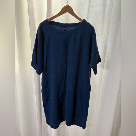 J. Jill PureJill Indigo Shift Dress Women’s Size M Tall Button Pockets 527 - Picture 3 of 10